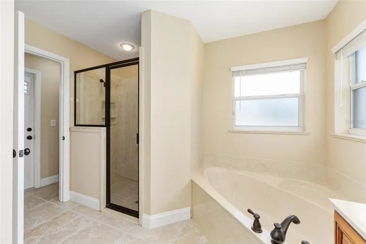 Separate shower and tub