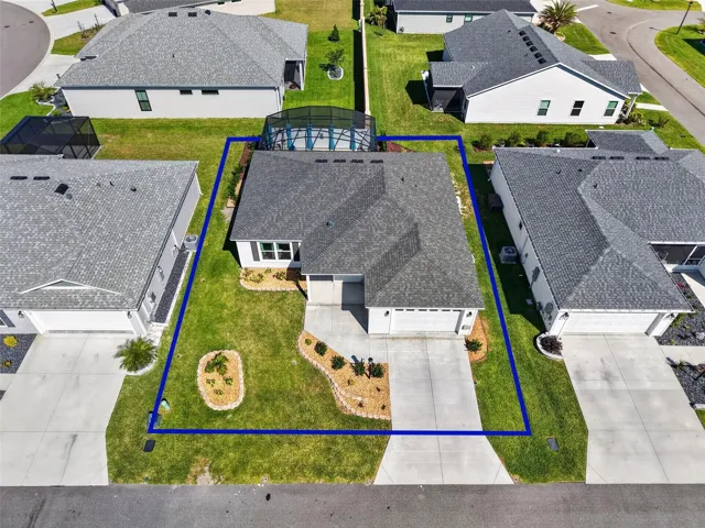 Aerial Front Elevation with Property Lines