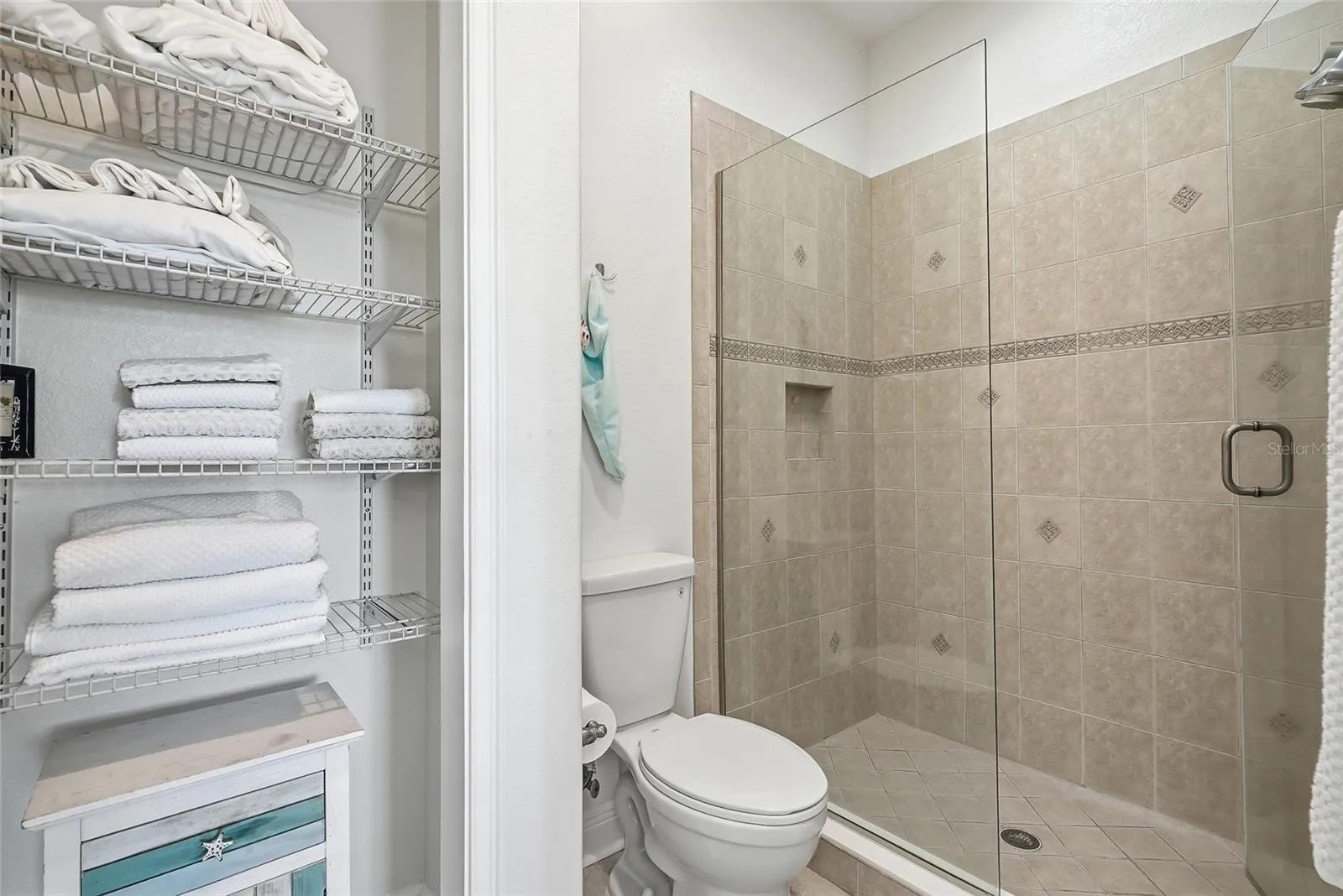 Primary bathroom with walk in shower.
