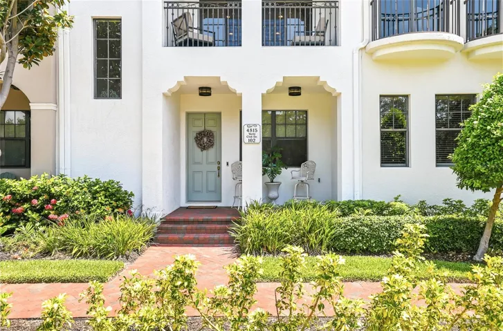 Brick paved entrance.