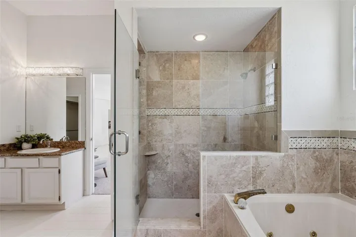 Primary Bathroom: Step-in Shower & Tub