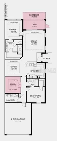 Floor Plan - Additional Highlights Include: an extended lanai with a screened in patio, and a study in place of a flex room