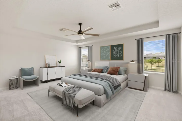 Oversized primary bedroom. Virtually staged