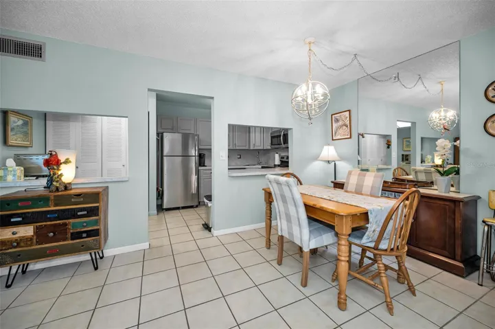 View from living room area toward kitchen