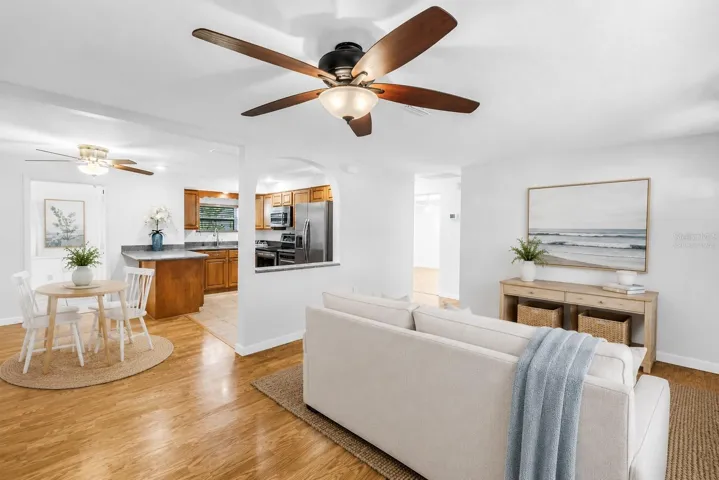 Living, dining - virtually staged