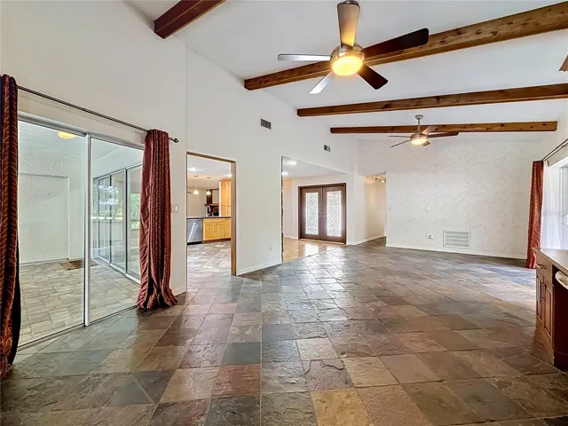 Living Room - Dining Room - Kitchen - Sliding Doors to Outside Living Space