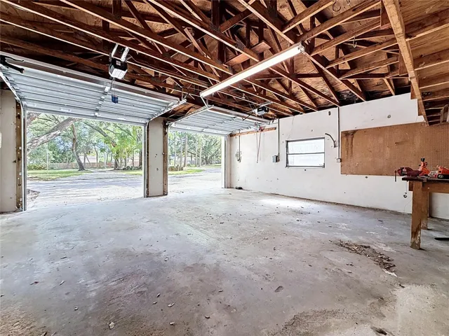 RV garage view out 20 ft wide x 13 feet tall power overhead door