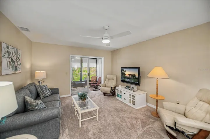 Spacious living room - fully furnished.
