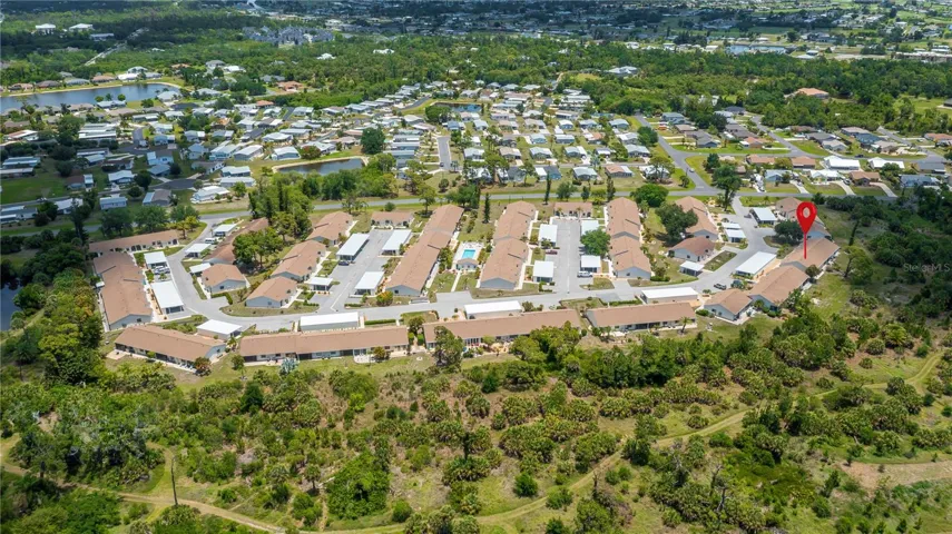 Aerial view of the complex - unit is where red balloon is.