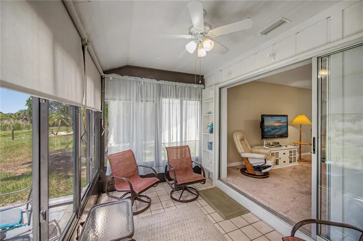 Plenty of room for table and chairs or a seating arrangement.