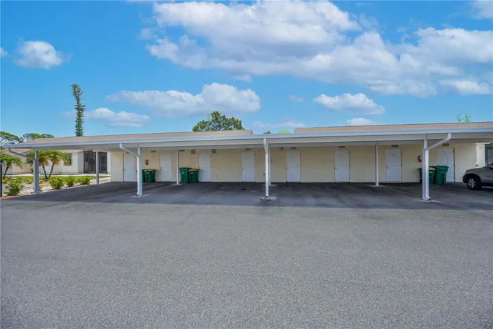 Full view of the carports and storage units for this section.