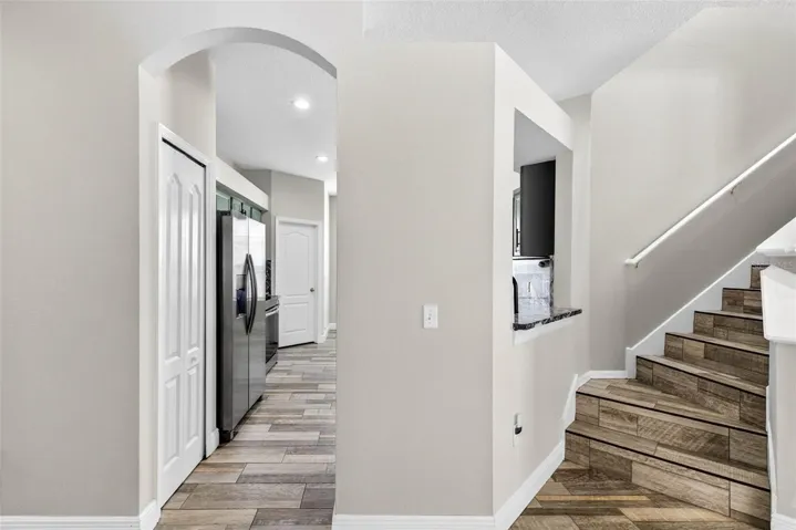 Kitchen, stairs to the bonus room