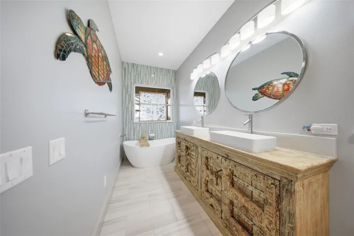Primary Bathroom with Soaking Tub and Dual Sinks