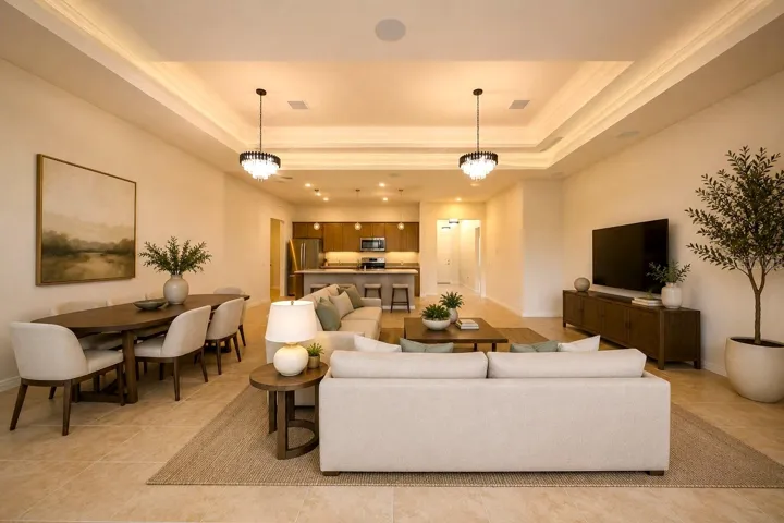 Living Room/dining room  Virtually Staged