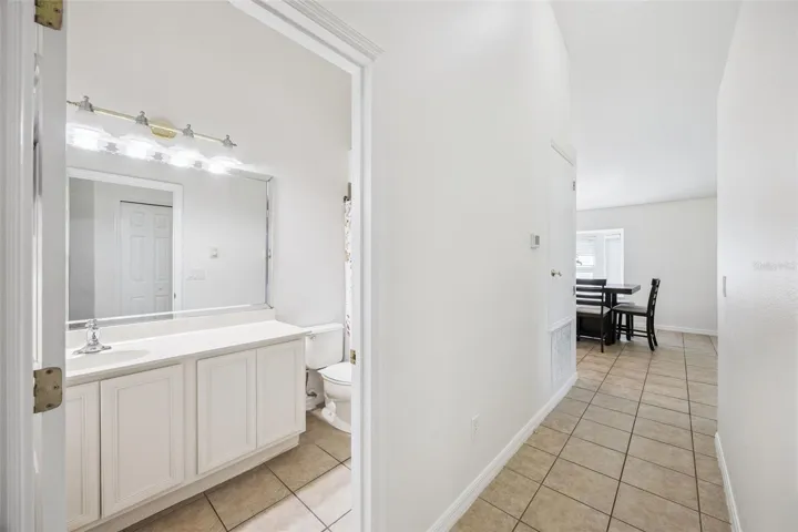 Doorway to the spare bath next to the bedrooms.