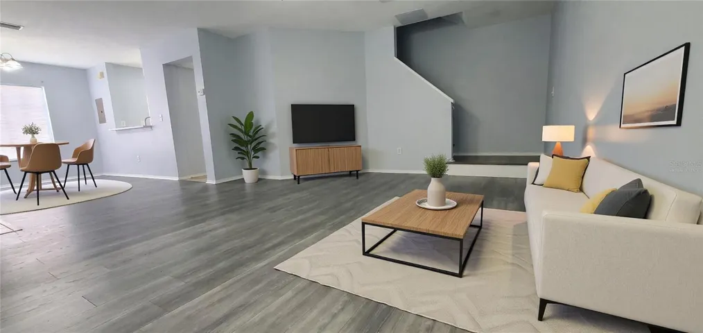 Virtually Staged.Living/Dining Room