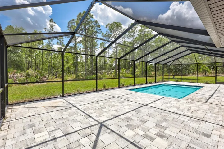 Saltwater Pool with Oversized Paver Patio & Screened Lanai Overlooking Peaceful Natural Surroundings