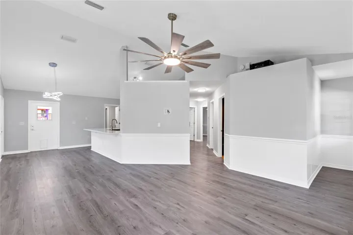 Front entry, Living area, dining area and kitchen