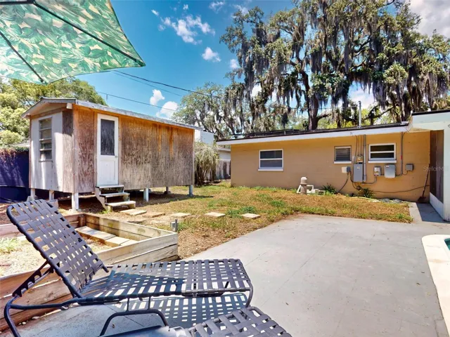 patio and shed