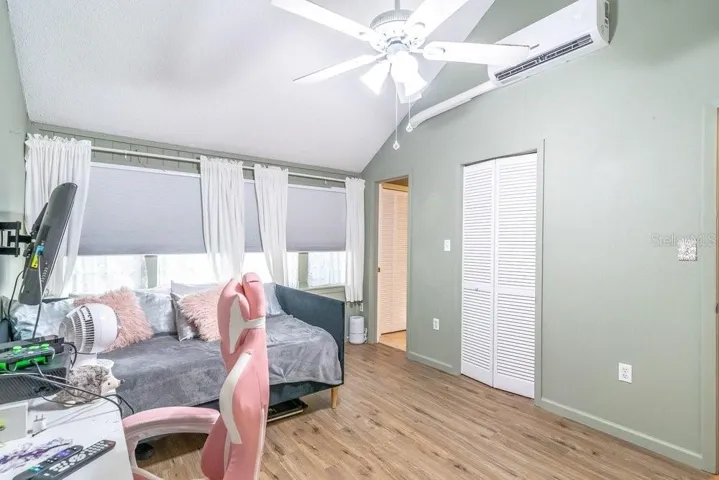 Upstairs Bedroom #4 with Mini-split HVAC and a large walk-in closet