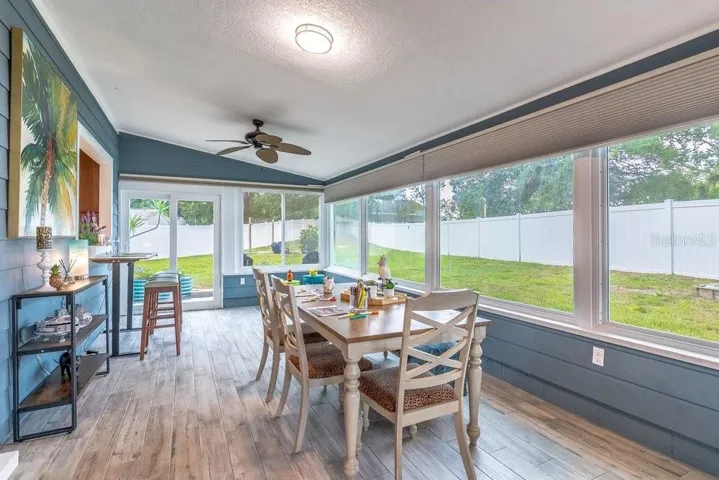 Wood-look tile flows throughout