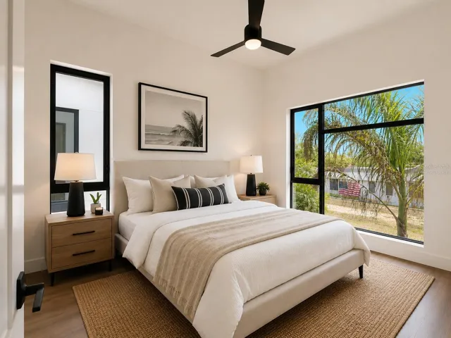 Primary bedroom, virtually staged
