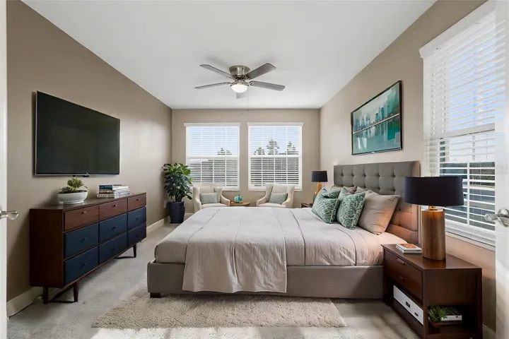 Bedroom#3 virtually staged with a large walk-in closet