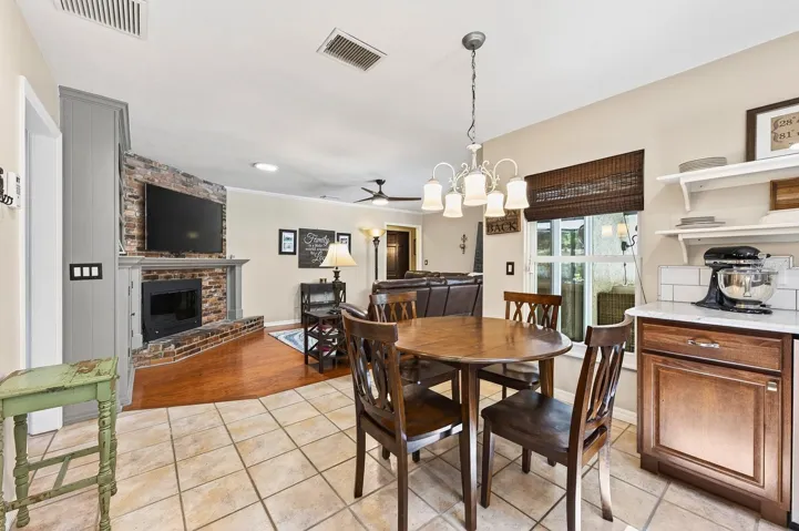 Kitchen offers a casual dining space.