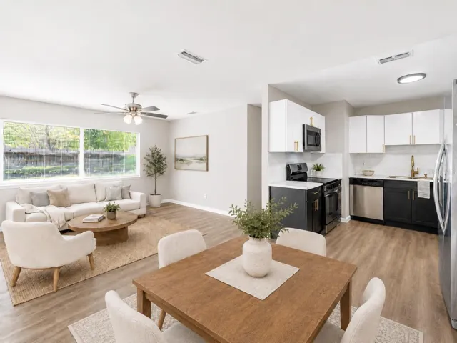 Dining area over looking kitchen and living room