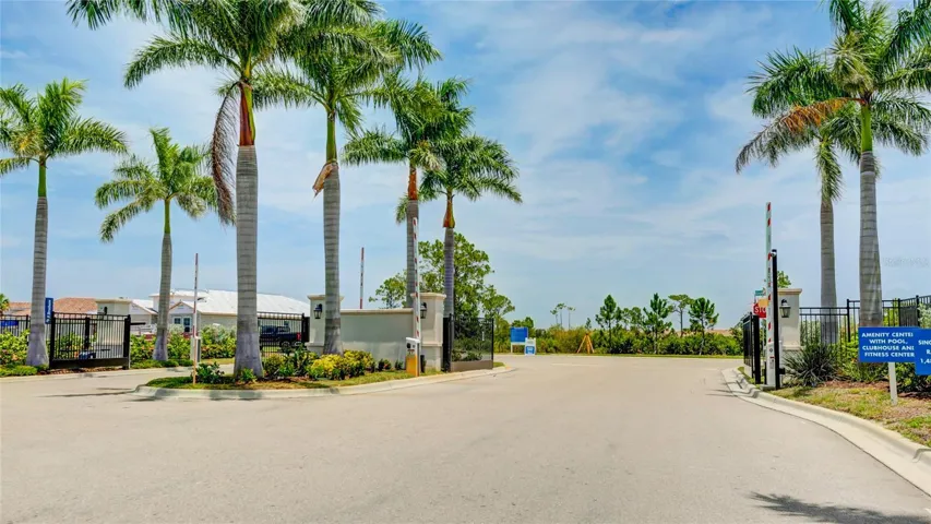 Entrance to Venice Woodlands with Gated Access with Mechanical Arm and Metal Gates and Gated Pedestrain Walk Ways.