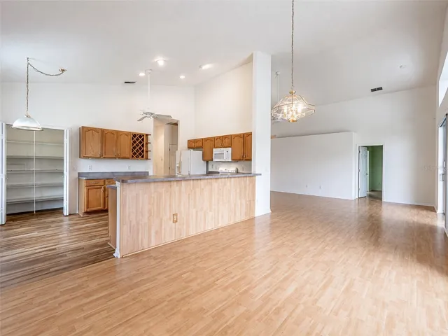 Dining to kitchen and living room