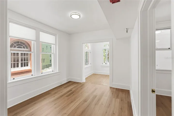View into living room and bedroom