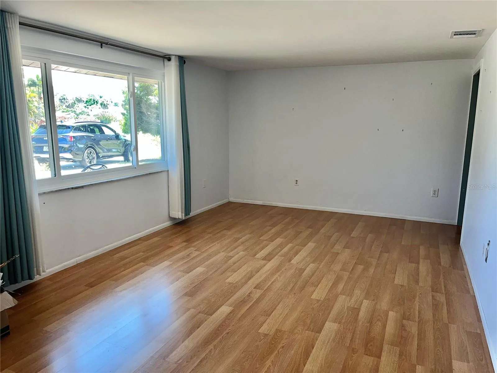Living room with impact windows