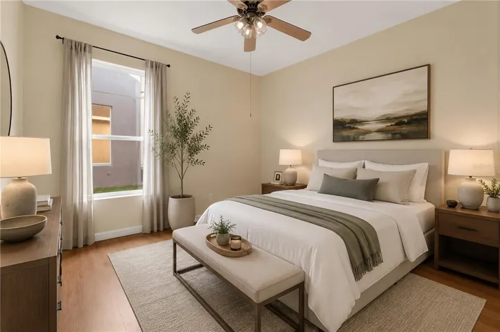 Virtual Stage 4th Bedroom. This bedroom offers privacy and its own remodeled en-suite bathroom.