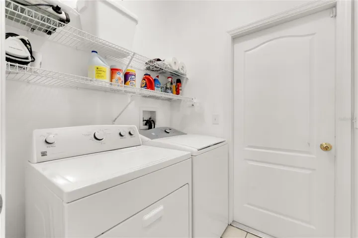 Laundry Room has double shelves for all your storage and organizational needs.