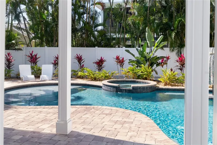 Waterfall Spa, spills into the pool