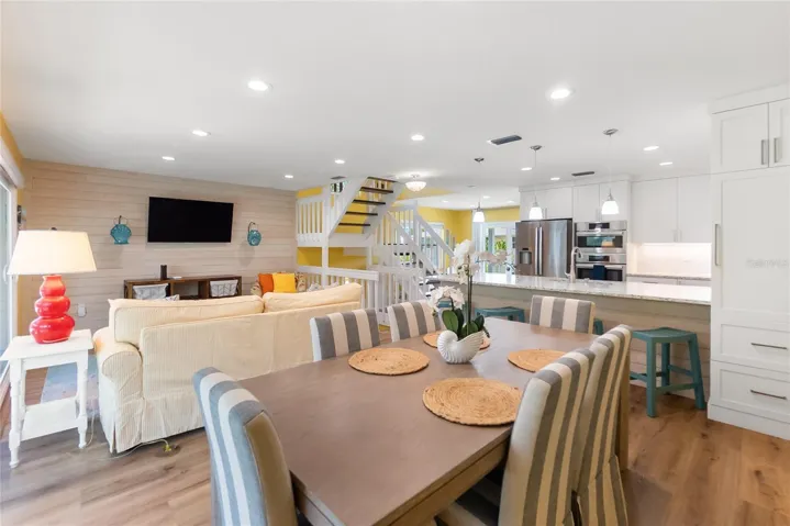 View from corner of Dining Area looking at Living Room and Kitchen