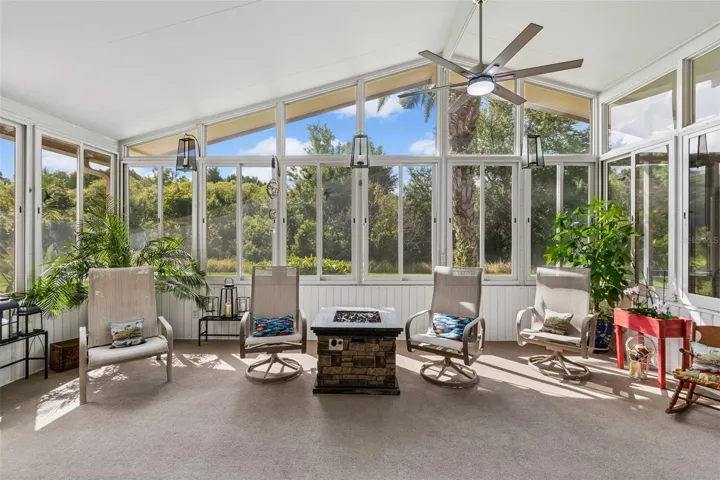 Large 3 season lanai with a private view
