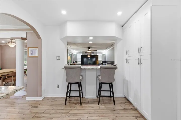 Breakfast bar overlooking bonus room