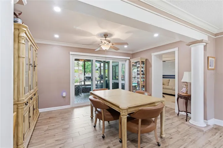 Dining room looking into bonus room