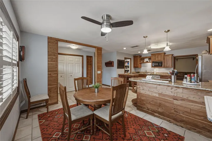 Beautiful wood is throughout the kitchen.