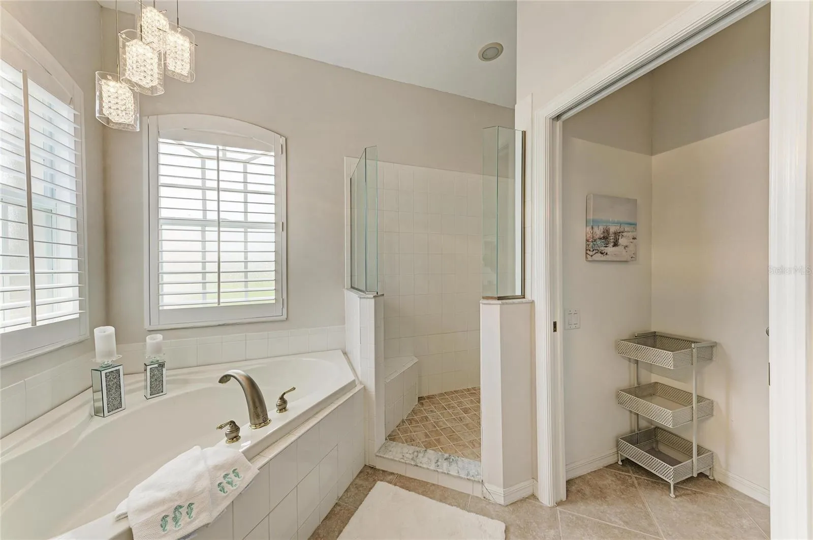 Primary with garden bathtub, tile &amp; glass Walk-In shower