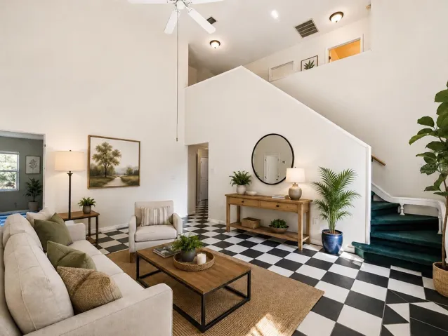 family room virtually staged
