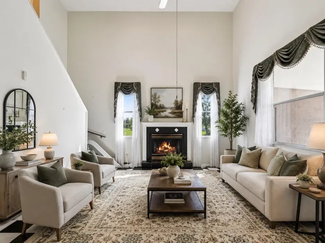 family room virtually staged