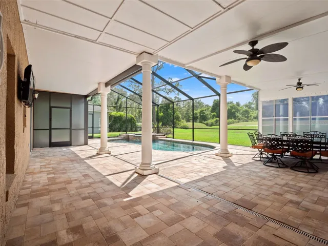 Spacious bricked Lanai.