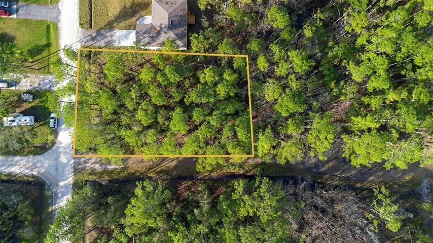 Aerial view of vacant lot.