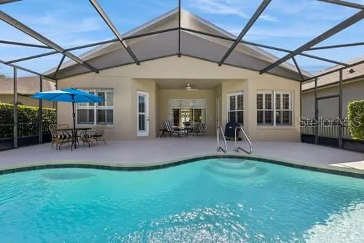 Overlooking the pool to the home