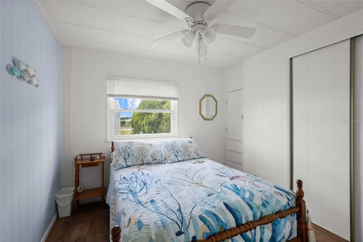The guest bedroom accommodates a queen size bed