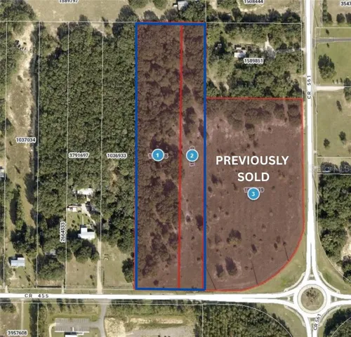 Arial view of lots 1 and 2.