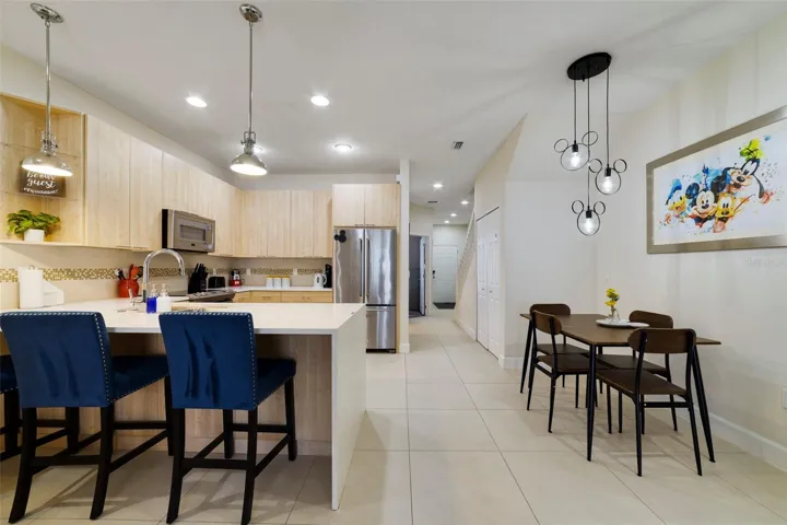Kitchen is open to the dining area.